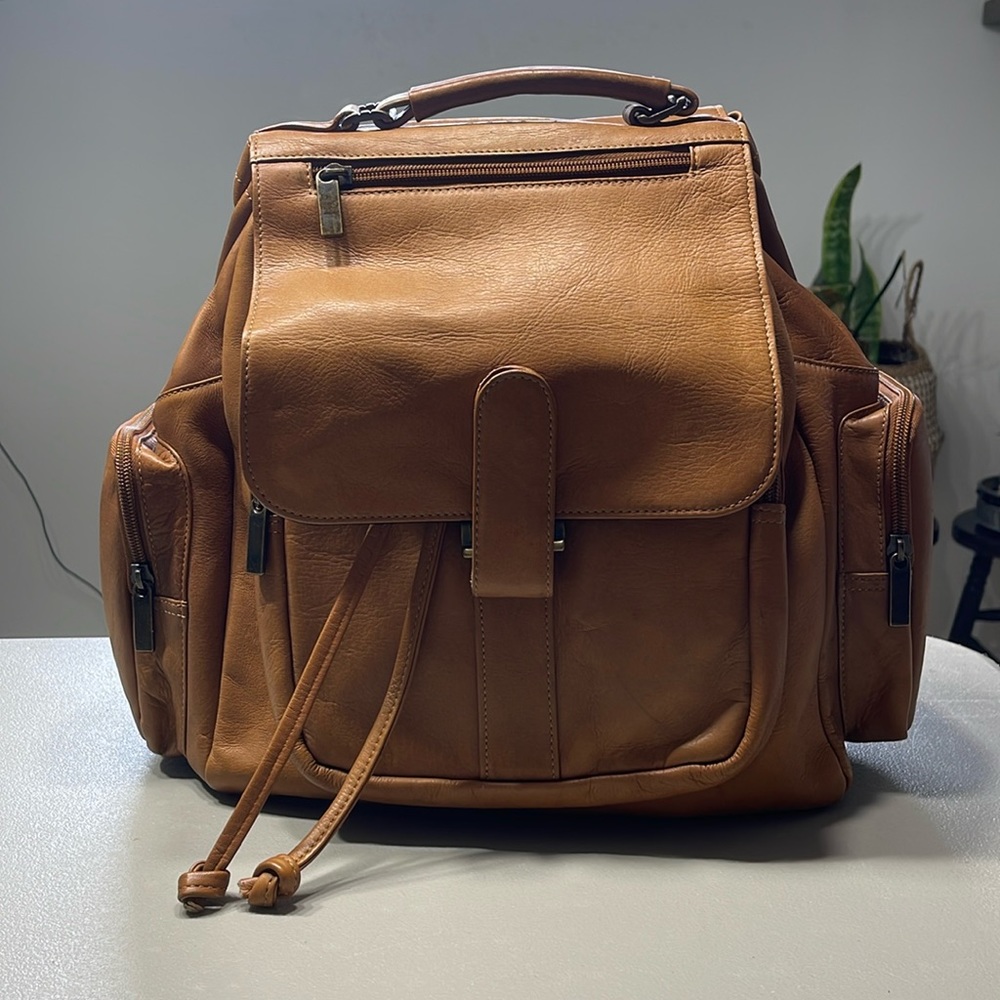 Genuine Leather Multi Pocket Backpack